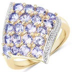 18K Yellow Gold Plated 2.00 Carat Genuine Tanzanite .925 Sterling Silver Ring
