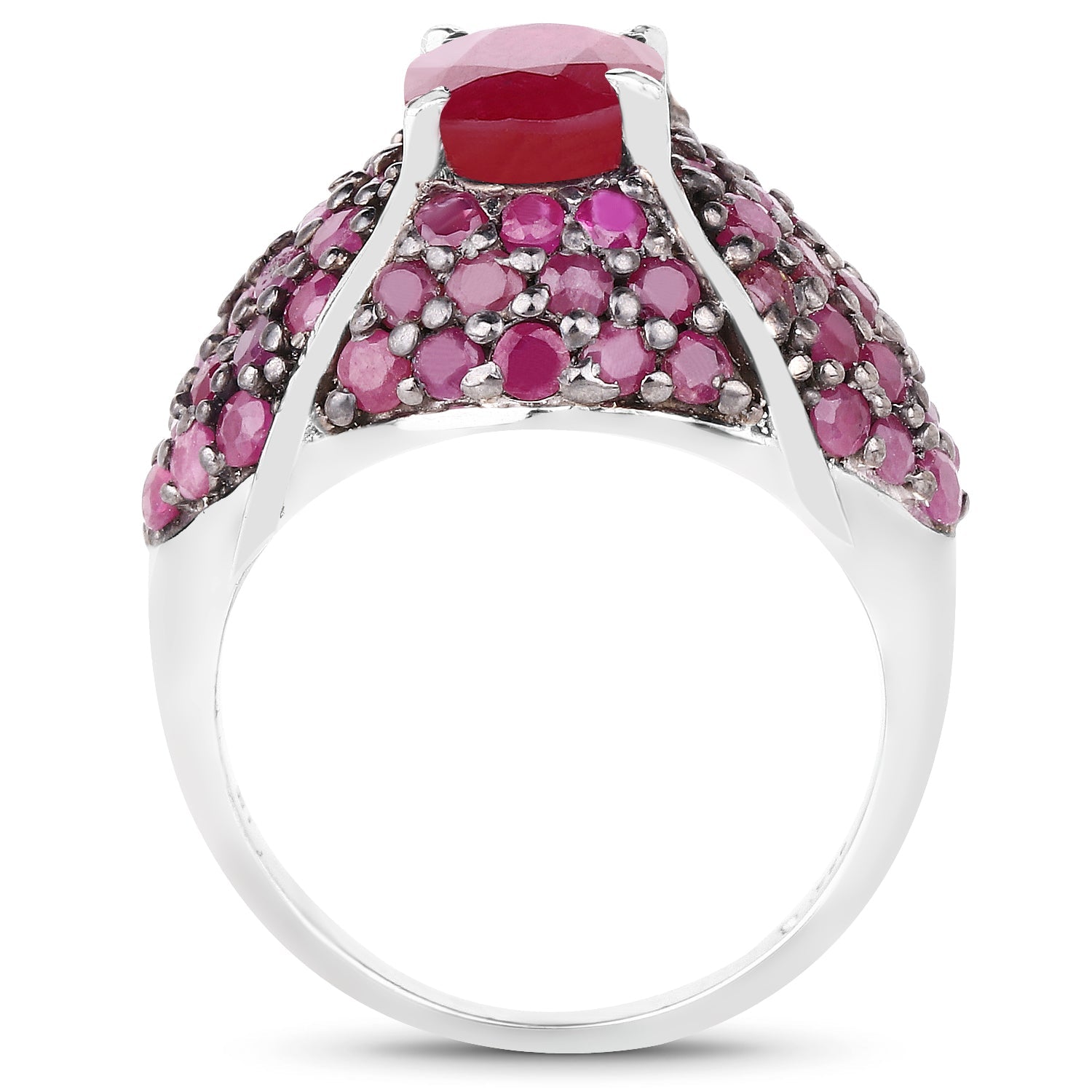 5.15 Carat Genuine Glass Filled Ruby & Ruby .925 Sterling Silver Ring
