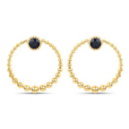 0.38 Carat Genuine Blue Sapphire and White Diamond 10K Yellow Gold Earrings