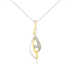 Espira 10K Two-Tone Gold Round Cut Diamond Cascade Pendant Necklace (1/10 cttw, J-K Color, I2-I3 Clarity)