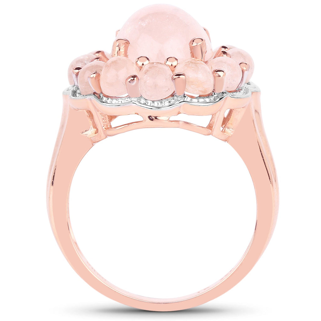 Anillo de plata esterlina .925 con morganita auténtica de 6.76 quilates, bañado en oro rosa de 14 quilates