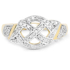 14K Yellow Gold Plated 0.21 Carat Genuine White Diamond .925 Sterling Silver Ring