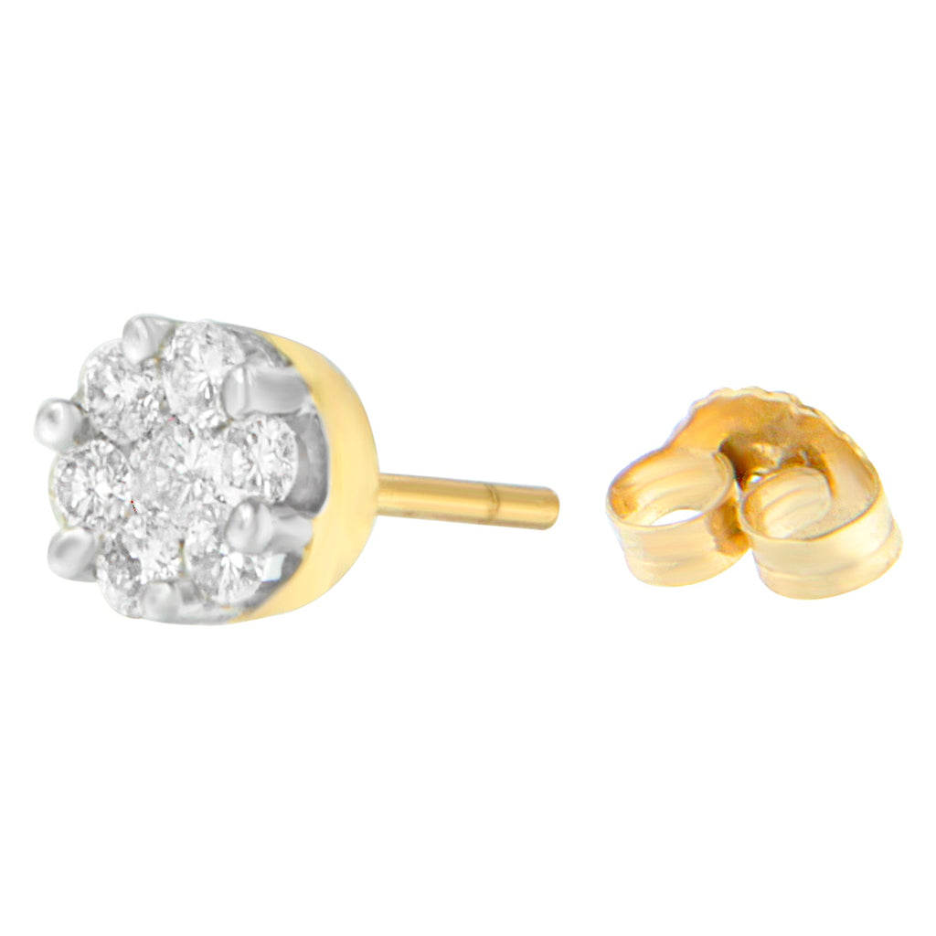 14K Yellow Gold 3/4 cttw Round Cut Diamond Stud Earrings (I-J, SI2-I1)