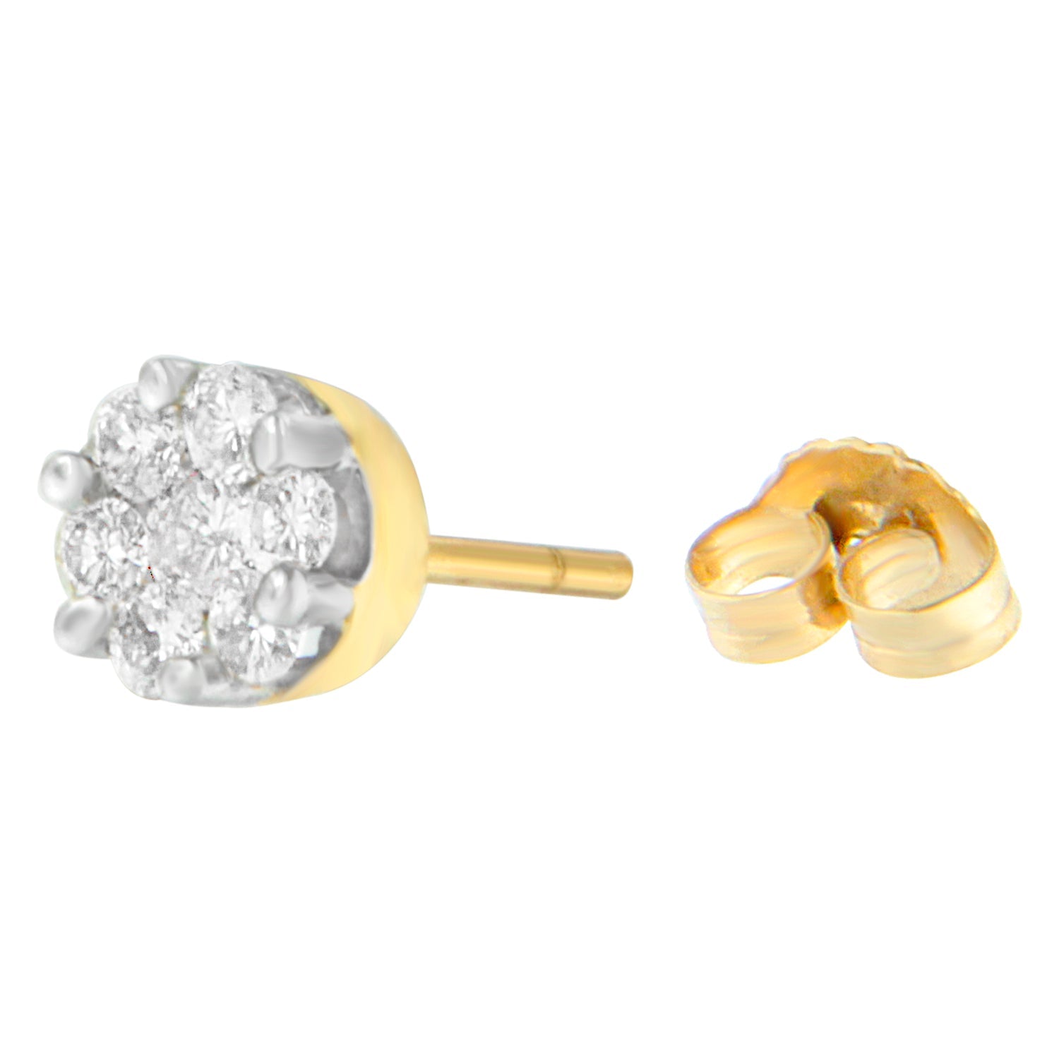 14K Yellow Gold 3/4 cttw Round Cut Diamond Stud Earrings (I-J, SI2-I1)