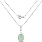 11.92 Carat Genuine Prehnite .925 Sterling Silver Pendant