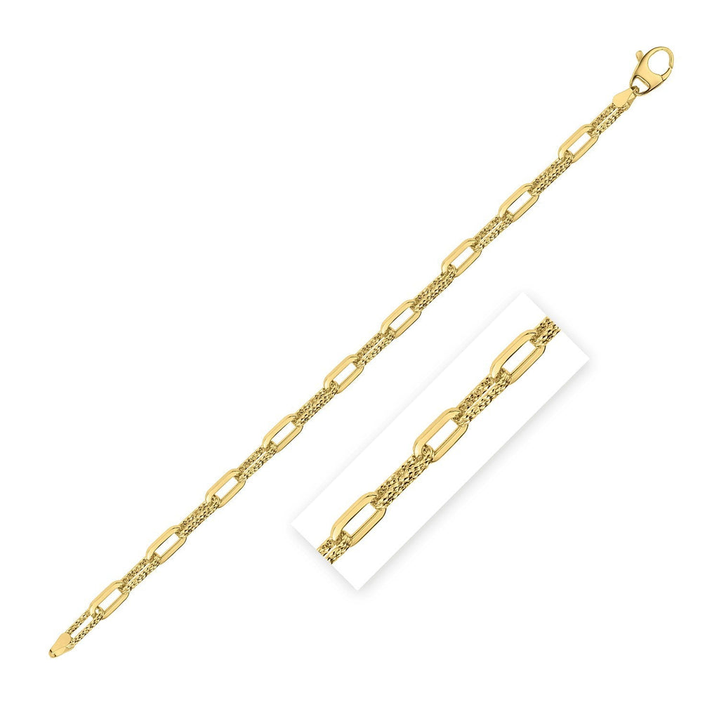 14k Yellow Gold Diamond Paperclip Chain Bracelet (4.00 mm)