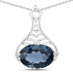 6.65 Carat Genuine London Blue Topaz .925 Sterling Silver Pendant