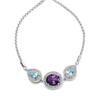 .925 Sterling Silver Oval Amethyst and Pear Blue Topaz with Diamond Accent Lariat 4â€-10â€ Adjustable Bolo Bracelet (H-I Color, SI1-SI2 Clarity)