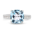 4.62 Carat Genuine Blue Topaz and White Topaz .925 Sterling Silver Ring