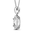 0.18 Carat Genuine White Diamond 14K White Gold Semi Mount Pendant - holds 8x6mm Oval Gemstone