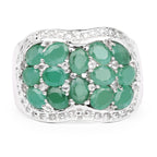 2.20 Carat Genuine Emerald & White Topaz .925 Sterling Silver Ring