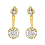 14K Yellow Gold Plated .925 Sterling Silver 5/8 Carat Total Weight Diamond Removable Stud and Dangle Earrings (I-J Color, I2-I3)
