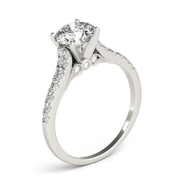 14k White Gold Diamond Engagement Ring With Single Row Band (1 3/4 ct. t.w.)
