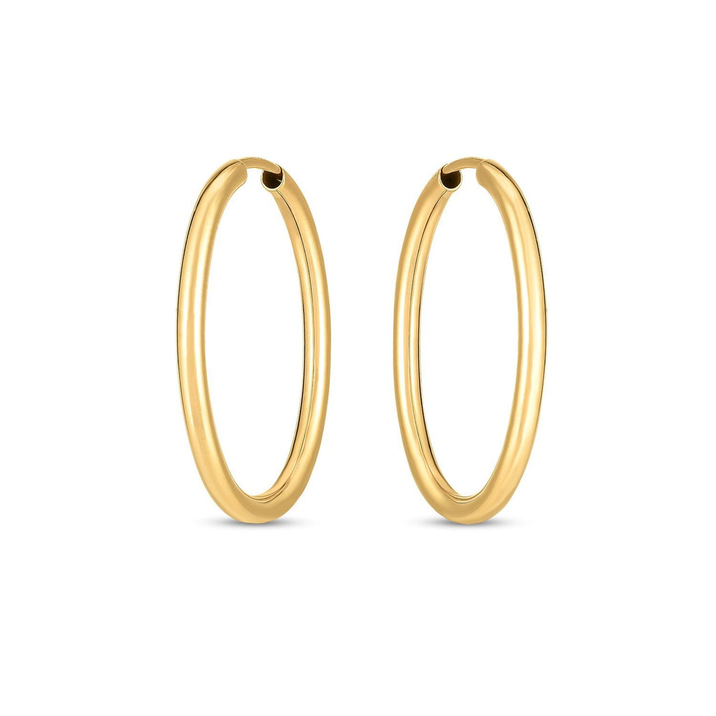 14k Yellow Gold Endless Oval Hoop Earrings (0.08x1 inch)