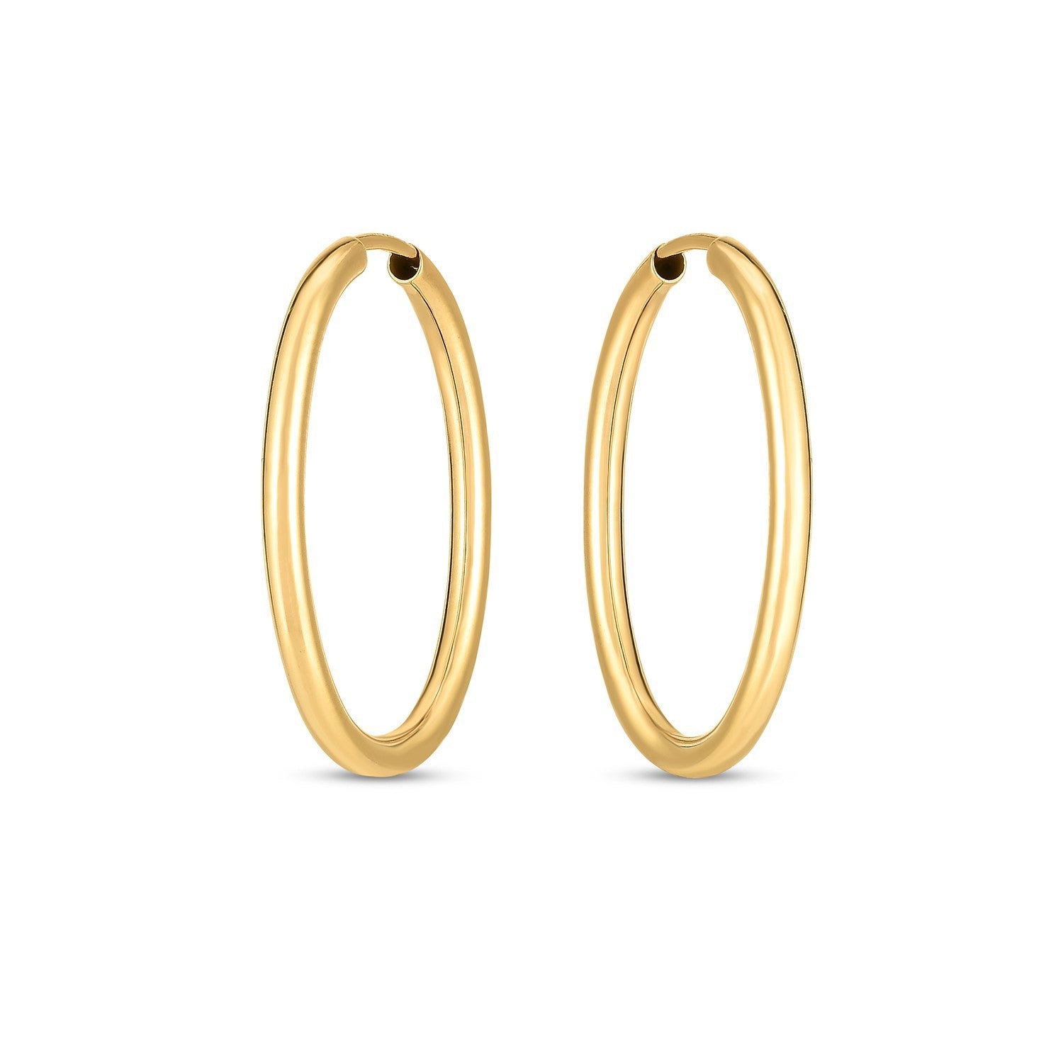 14k Yellow Gold Endless Oval Hoop Earrings (0.08x1 inch)