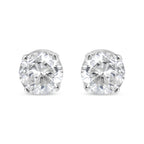 AGS Certified 14K White Gold 1.0 Cttw 4-Prong Set Brilliant Round-Cut Solitaire Diamond Push Back Stud Earrings (G-H Color, SI2-I1 Clarity)