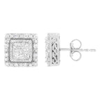 10K White Gold 1/2 cttw Invisible Set Princess-Cut Diamond Square Stud Earrings (I-J Color, I1-I2 Clarity)