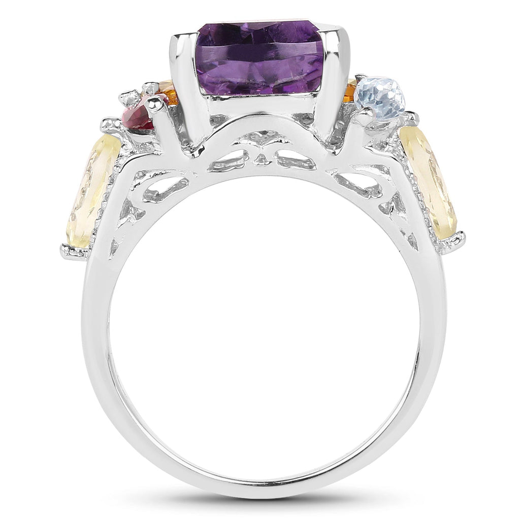 6.30 Carat Genuine Multi-Stone .925 Sterling Silver Ring