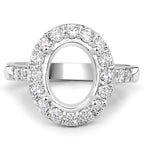 0.60 Carat Genuine White Diamond 14K White Gold Semi Mount Ring - holds 10x8mm Oval Gemstone