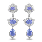 7.73 Carat Genuine Tanzanite and White Topaz .925 Sterling Silver Earrings