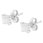 10K White Gold 1/3 Cttw Invisible Set Princess-Cut Diamond Stud Earrings (H-I Color, SI2-I1 Clarity)