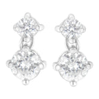 14K White Gold 1 cttw Double Diamond Stud Earrings (H-I Clarity, SI2-I1 Color)