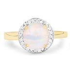 0.95 Carat Genuine Ethiopian Opal and White Topaz .925 Sterling Silver Ring