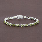 8.61 Carat Genuine Peridot .925 Sterling Silver Bracelet