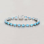 10.71 Carat Genuine Swiss Blue Topaz .925 Sterling Silver Bracelet