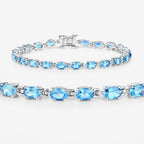 10.71 Carat Genuine Swiss Blue Topaz .925 Sterling Silver Bracelet