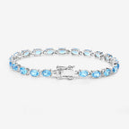 10.71 Carat Genuine Swiss Blue Topaz .925 Sterling Silver Bracelet