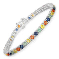 8.36 Carat Genuine Multi Sapphire .925 Sterling Silver Bracelet