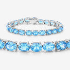 35.20 Carat Genuine Swiss Blue Topaz .925 Sterling Silver Bracelet