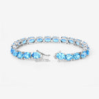 35.20 Carat Genuine Swiss Blue Topaz .925 Sterling Silver Bracelet