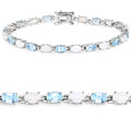 9.02 Carat Genuine Blue Topaz and Opal .925 Sterling Silver Bracelet