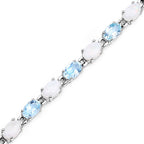 9.02 Carat Genuine Blue Topaz and Opal .925 Sterling Silver Bracelet