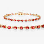 7.00 Carat Genuine Orange Sapphire 14K Yellow Gold Bracelet