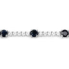 6.21 Carat Genuine Blue Sapphire and White Zircon .925 Sterling Silver Bracelet
