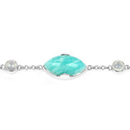 29.70 Carat Genuine Amazonite and White Agate .925 Sterling Silver Bracelet