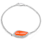 5.50 Carat Genuine Carnelian and White Topaz .925 Sterling Silver Bracelet
