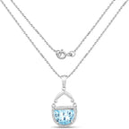 4.08 Carat Genuine Swiss Blue Topaz & White Topaz .925 Sterling Silver Pendant