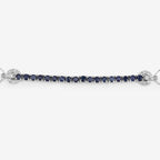 2.41 Carat Genuine Blue Sapphire and White Zircon .925 Sterling Silver Bracelet