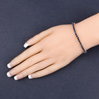 2.41 Carat Genuine Blue Sapphire and White Zircon .925 Sterling Silver Bracelet