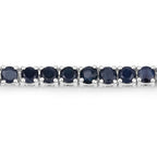 2.41 Carat Genuine Blue Sapphire and White Zircon .925 Sterling Silver Bracelet