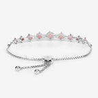 5.50 Carat Genuine Pink Opal and White Topaz .925 Sterling Silver Bracelet