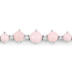 5.50 Carat Genuine Pink Opal and White Topaz .925 Sterling Silver Bracelet