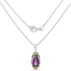 6.22 Carat Genuine Amethyst, Chrome Diopside and Rhodolite .925 Sterling Silver Pendant