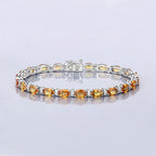 12.33 Carat Genuine Orange Sapphire and White Diamond 14K White Gold Bracelet