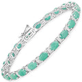 10.47 Carat Genuine Emerald and White Topaz .925 Sterling Silver Bracelet