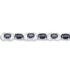 7.41 Carat Genuine Black Sapphire .925 Sterling Silver Bracelet